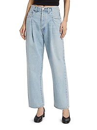 Washed Cotton Denim Straight-Leg Jeans
