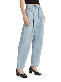 Washed Cotton Denim Straight-Leg Jeans