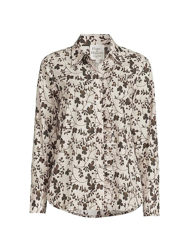 Tea Leaves Frilled Button-Front Blouse