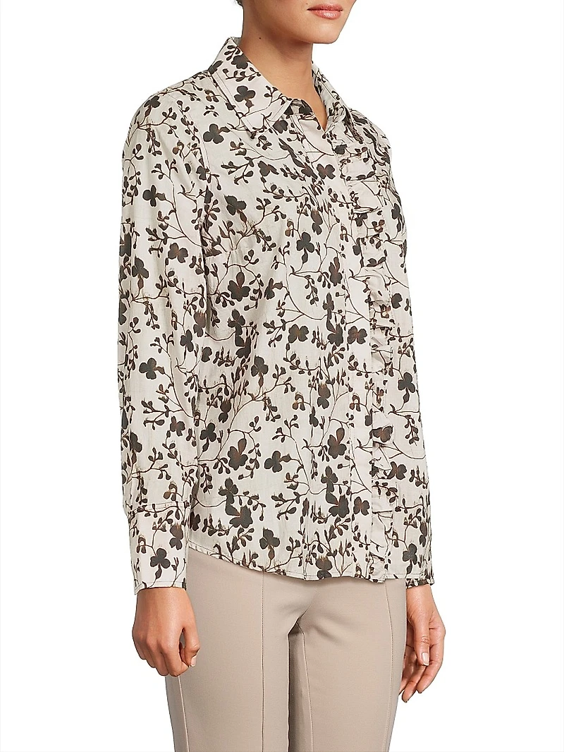 Tea Leaves Frilled Button-Front Blouse