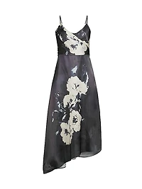 Floral Asymmetric Slip Midi-Dress