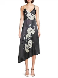 Floral Asymmetric Slip Midi-Dress