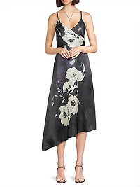 Floral Asymmetric Slip Midi-Dress