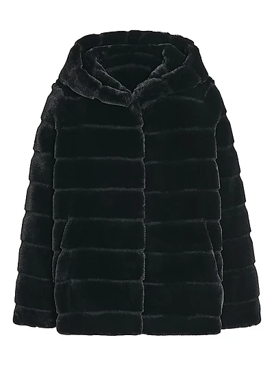 Goldy Faux-Fur Hooded Short Coat