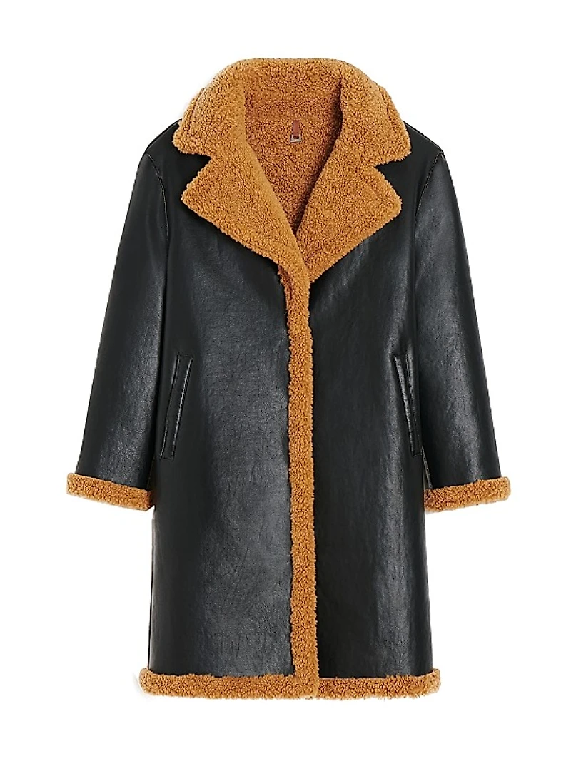Anei Faux-Leather & -Shearling Reversible Coat