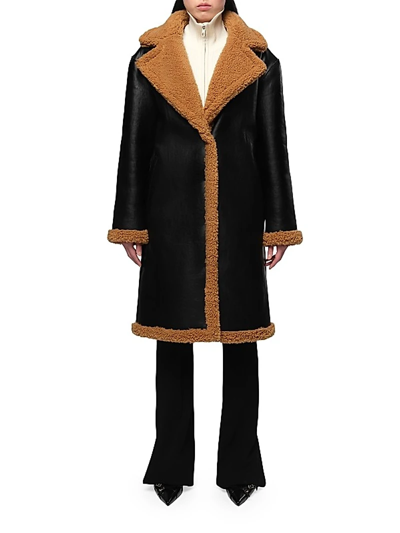 Anei Faux-Leather & -Shearling Reversible Coat