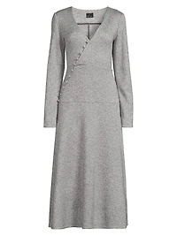 LadyLike-Knit Surplice Midi-Dress