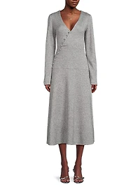 LadyLike-Knit Surplice Midi-Dress