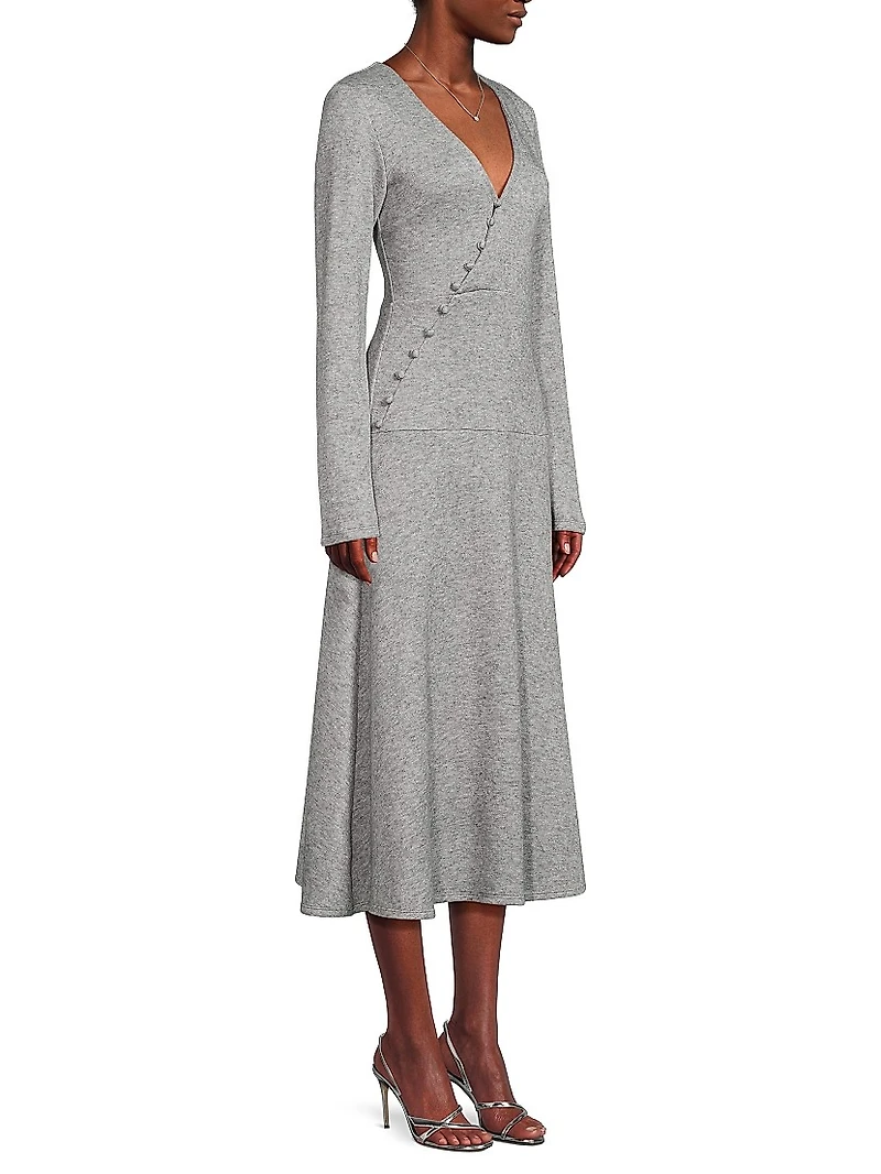 LadyLike-Knit Surplice Midi-Dress
