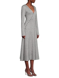 LadyLike-Knit Surplice Midi-Dress