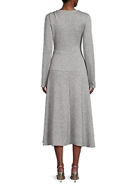 LadyLike-Knit Surplice Midi-Dress