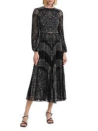 Sunray Paisley Belted Midi-Dress