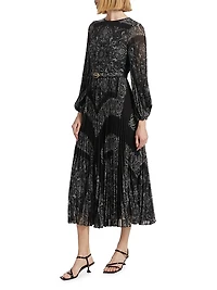 Sunray Paisley Belted Midi-Dress