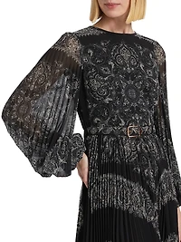 Sunray Paisley Belted Midi-Dress