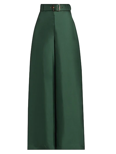 Illustration Belted Wide-Leg Pants