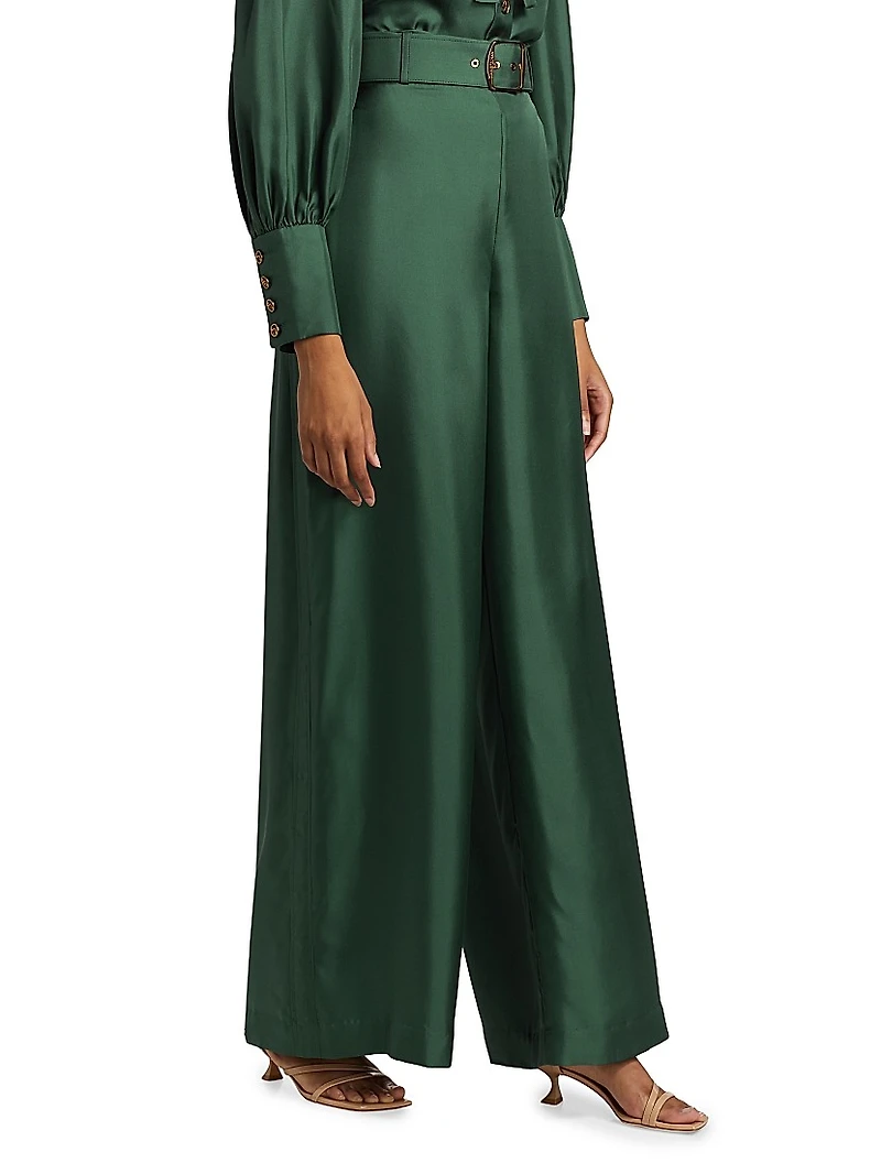 Illustration Belted Wide-Leg Pants