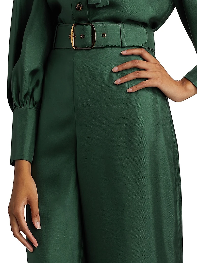 Illustration Belted Wide-Leg Pants