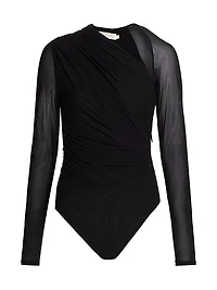 Ruched Long-Sleeve Bodysuit