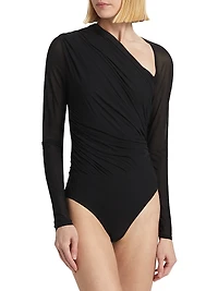 Ruched Long-Sleeve Bodysuit