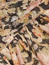 Floral Linen & Silk Long-Sleeve Minidress