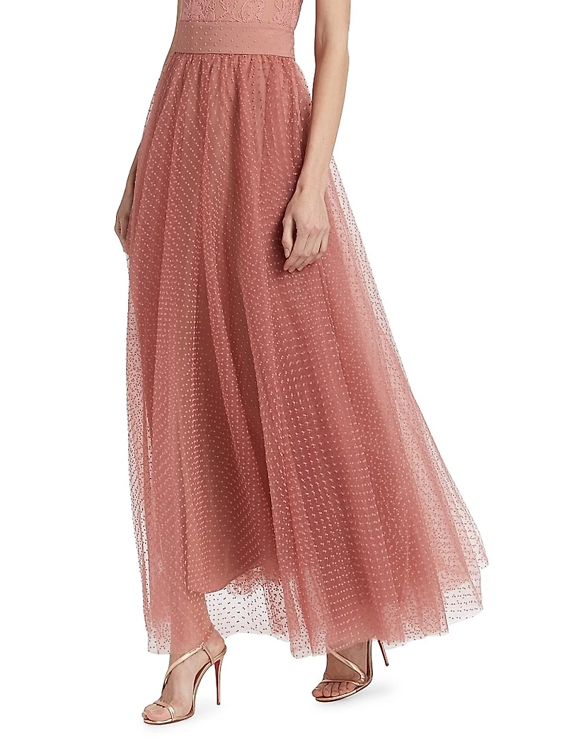 Polka Dot Tulle Maxi Skirt