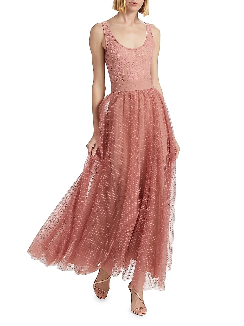 Polka Dot Tulle Maxi Skirt