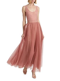 Polka Dot Tulle Maxi Skirt