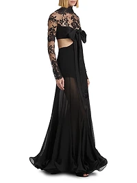 Cut-Out Silk & Lace Gown