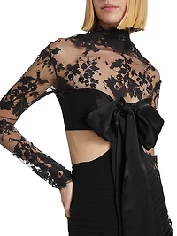 Cut-Out Silk & Lace Gown