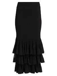 Story One Ruffled Knit Midi-Skirt