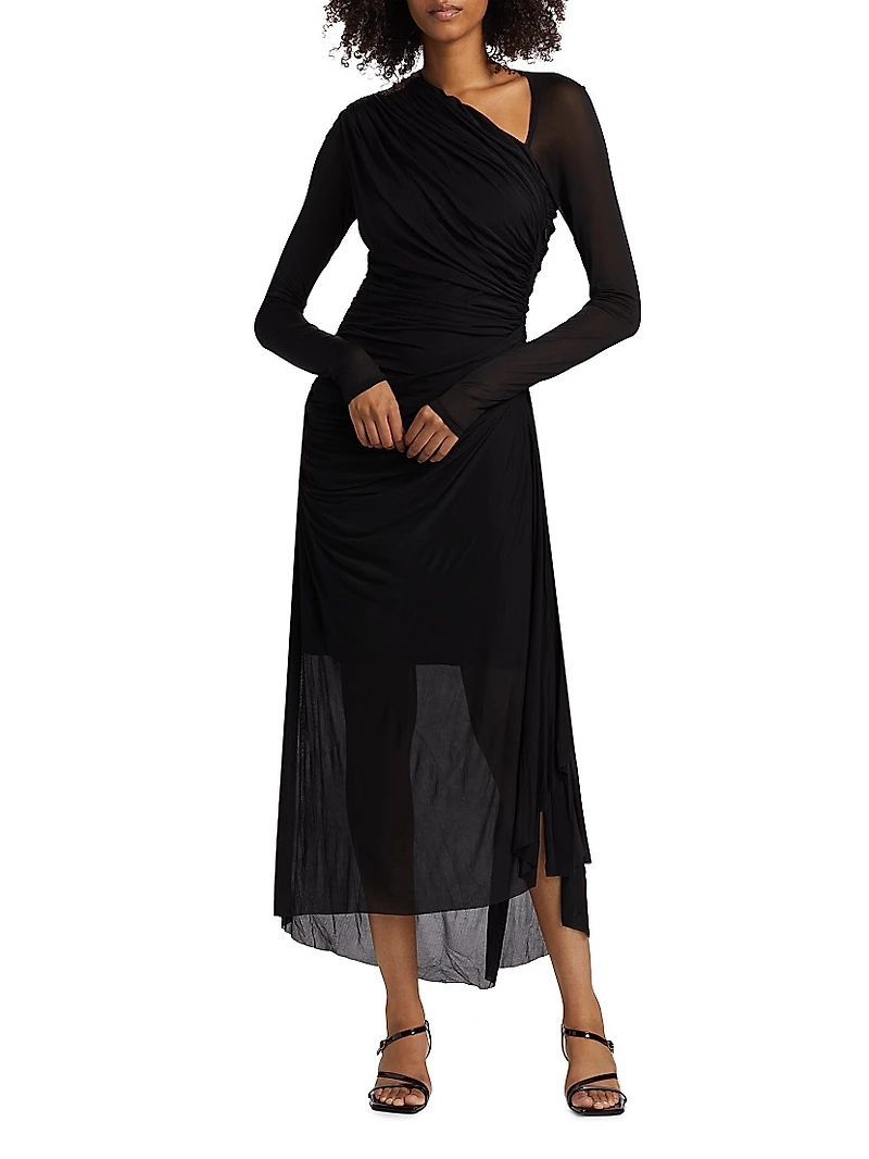 Illustration Gathered Midi-Dress