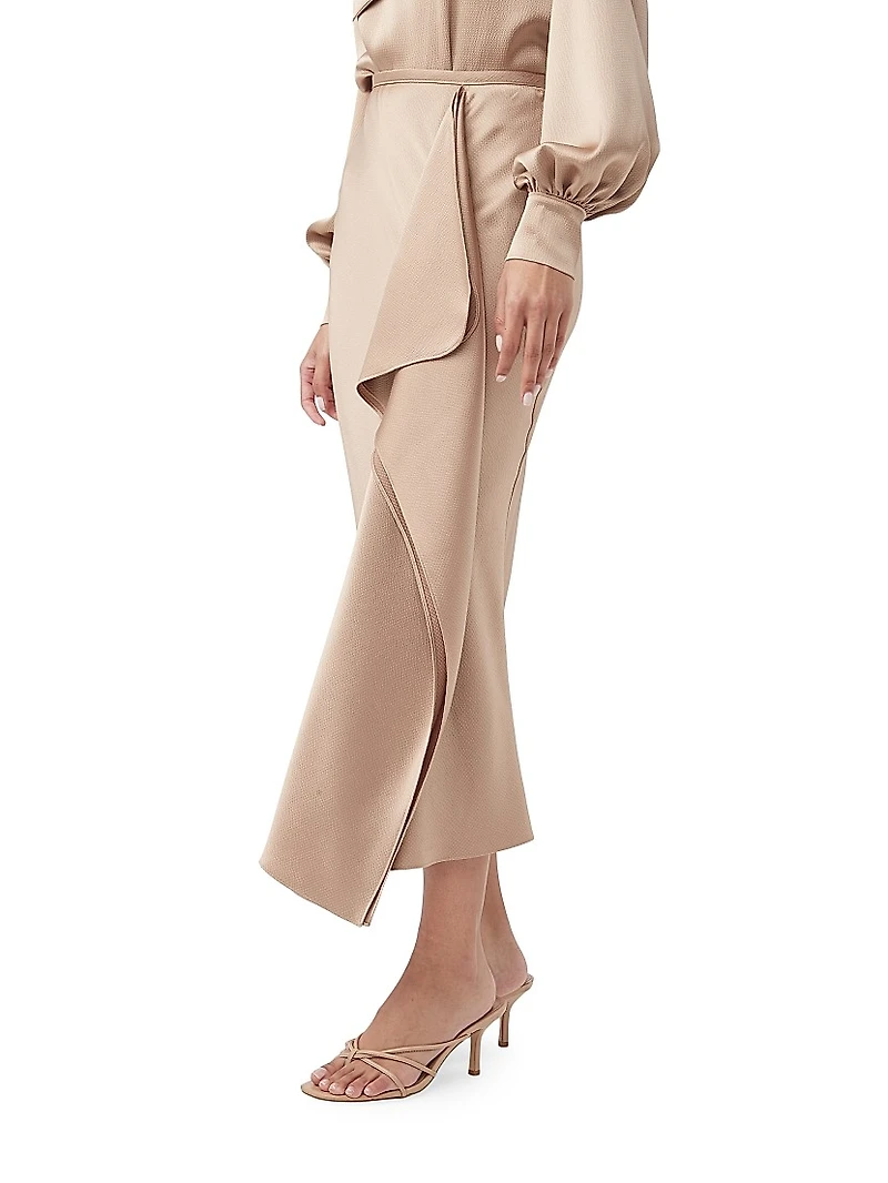 Sahel Satin Asymmetric Midi-Skirt