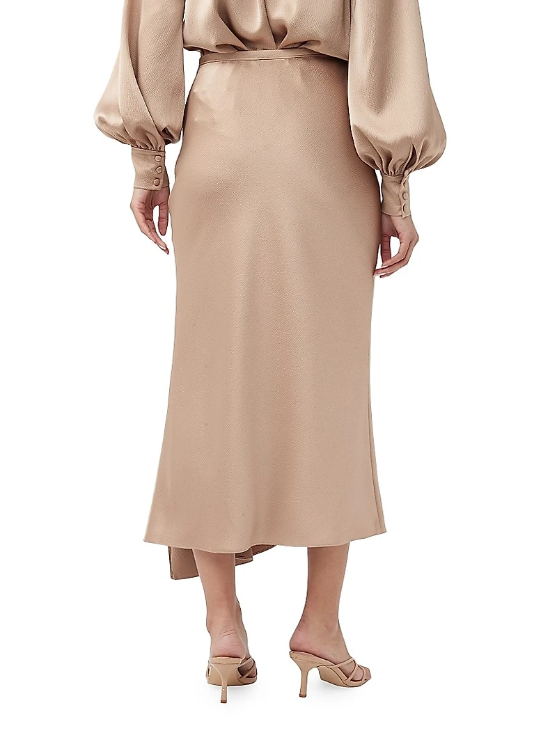 Sahel Satin Asymmetric Midi-Skirt