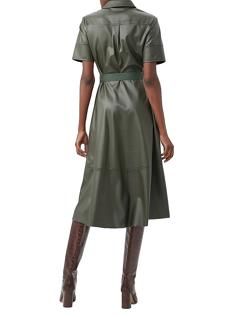 Misola Faux-Leather Short-Sleeve Midi-Dress