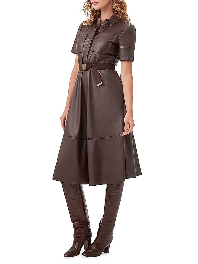 green emerald velvet dress Black Faux Leather Short Sleeve Mini Shift Dress