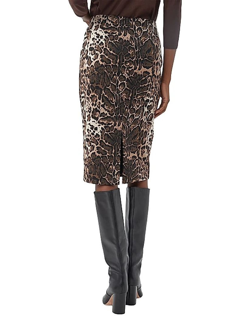 Osa Leopard Jacquard Midi-Skirt