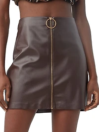 Adiza Faux-Leather Zip-Up Miniskirt