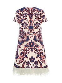 Mini Swing Dress with Feathers