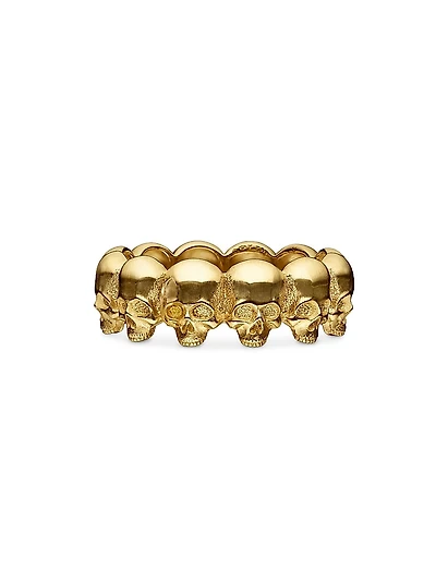 Memento Mori Skull Band Ring 18K Yellow Gold, 8.5MM