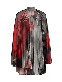 Floral Plissé Silk-Blend Dress