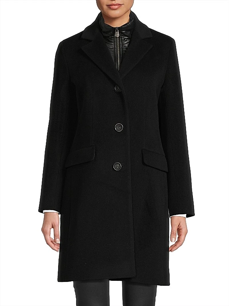 Wool-Blend Single-Breasted Coat