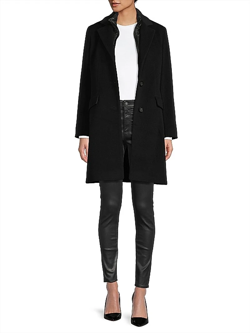 Wool-Blend Single-Breasted Coat