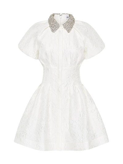 Esther Embellished Puff-Sleeve Minidress