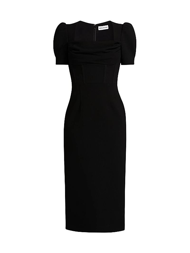Elora Puff-Sleeve Midi-Dress
