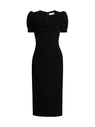 Elora Puff-Sleeve Midi-Dress