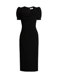 Elora Puff-Sleeve Midi-Dress
