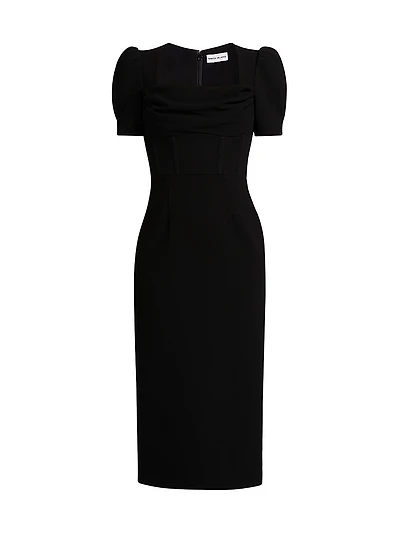 Elora Puff-Sleeve Midi-Dress