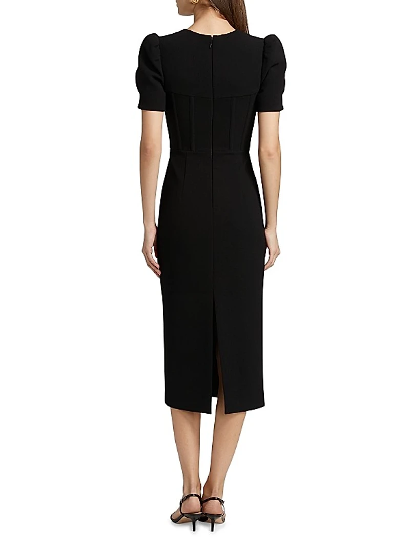Elora Puff-Sleeve Midi-Dress