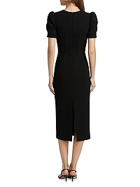 Elora Puff-Sleeve Midi-Dress