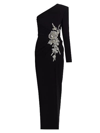 Embellished One-Shoulder Body-Con Gown